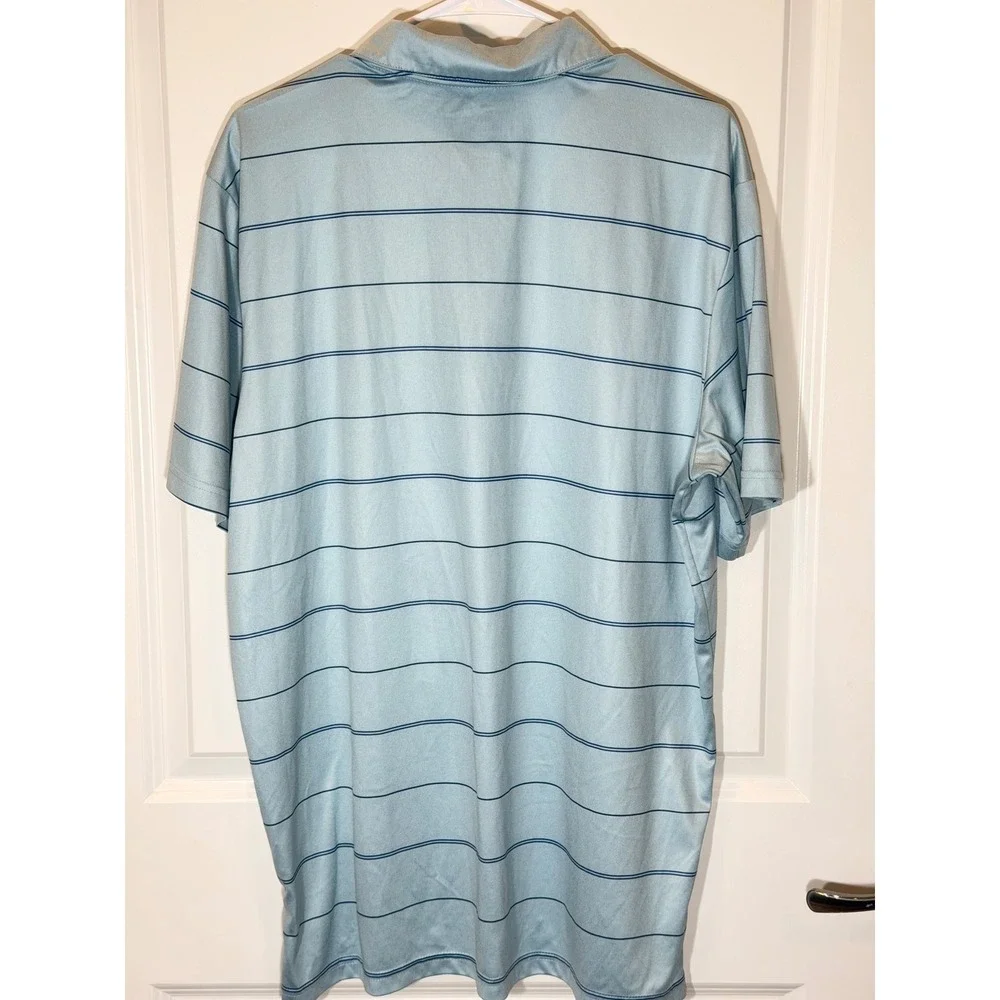Adidas Golf Mens XL Blue Striped Short Sleeve Performance Polo Shirt